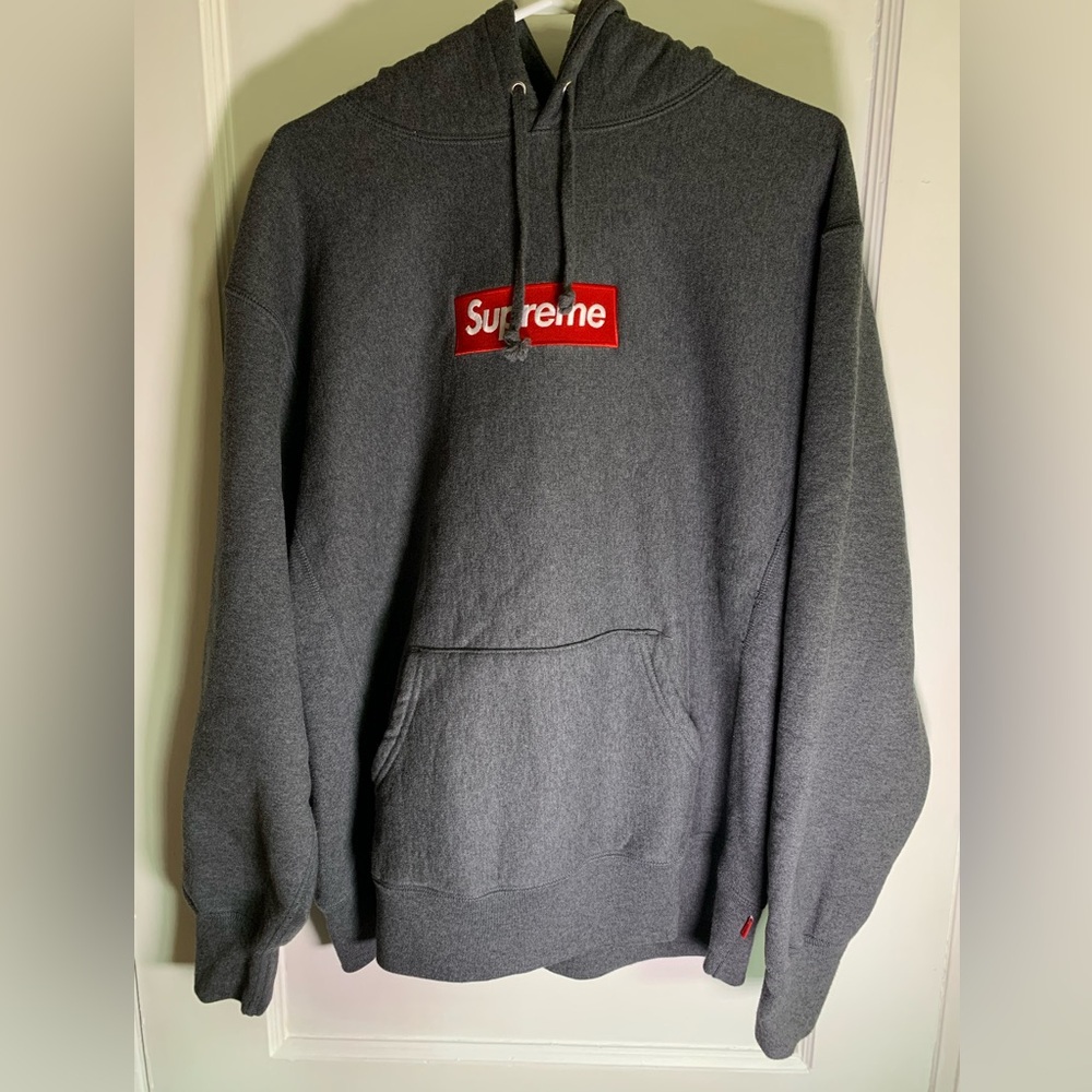 Supreme fw21 charcoal box logo hoodie